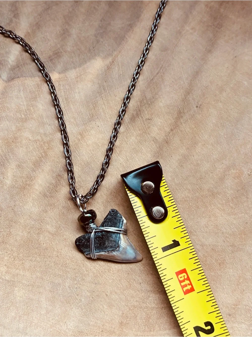 Authentic Real Bull Shark Tooth Necklace Teeth Wire Wrapped Chain Pendant Surfer